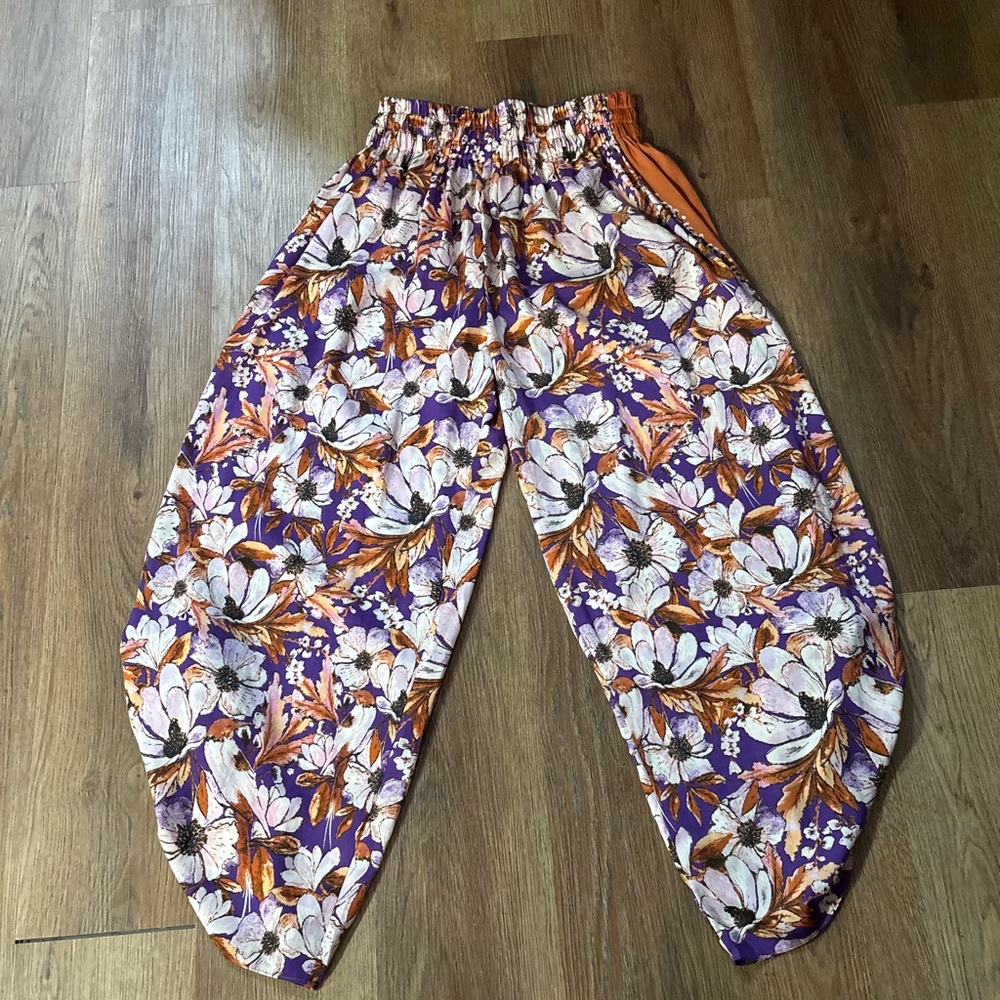 Free People Purple and Orange Floral Skirt